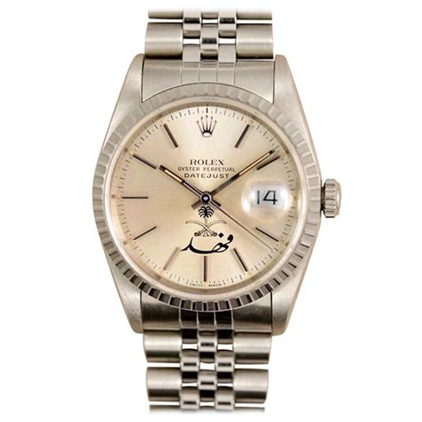 rolex 16220 sauidi crest dial|Rolex Datejust 16220 'Saudi Swords, King Fahd Signed'.